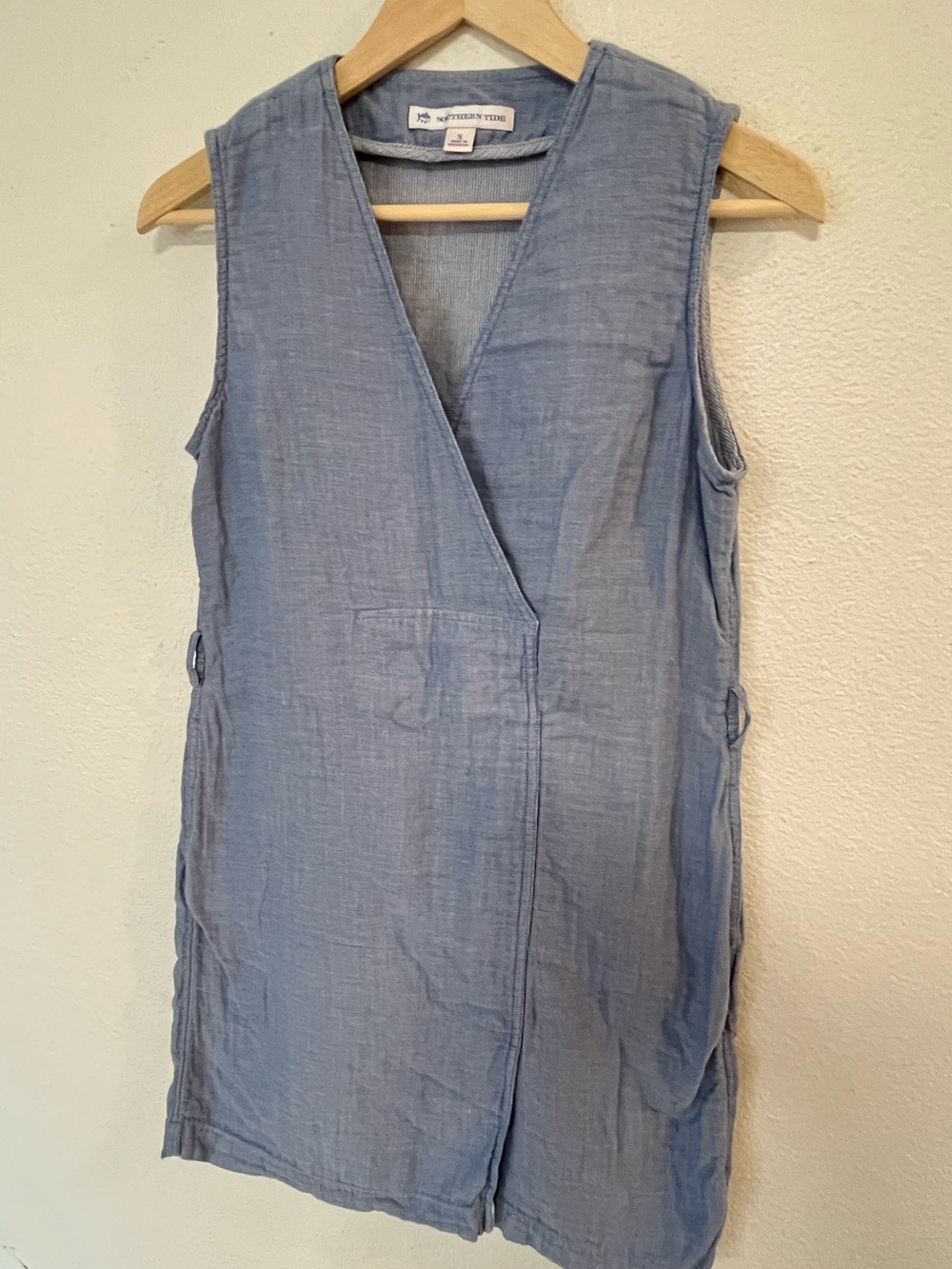 Southern Tide Chambray Wrap Sleeveless Tunic in Light Blue